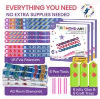 Little Jupiter diamond art bracelet kit with 6 EVA foam snap bracelets, resin gems and pen tools - view 7