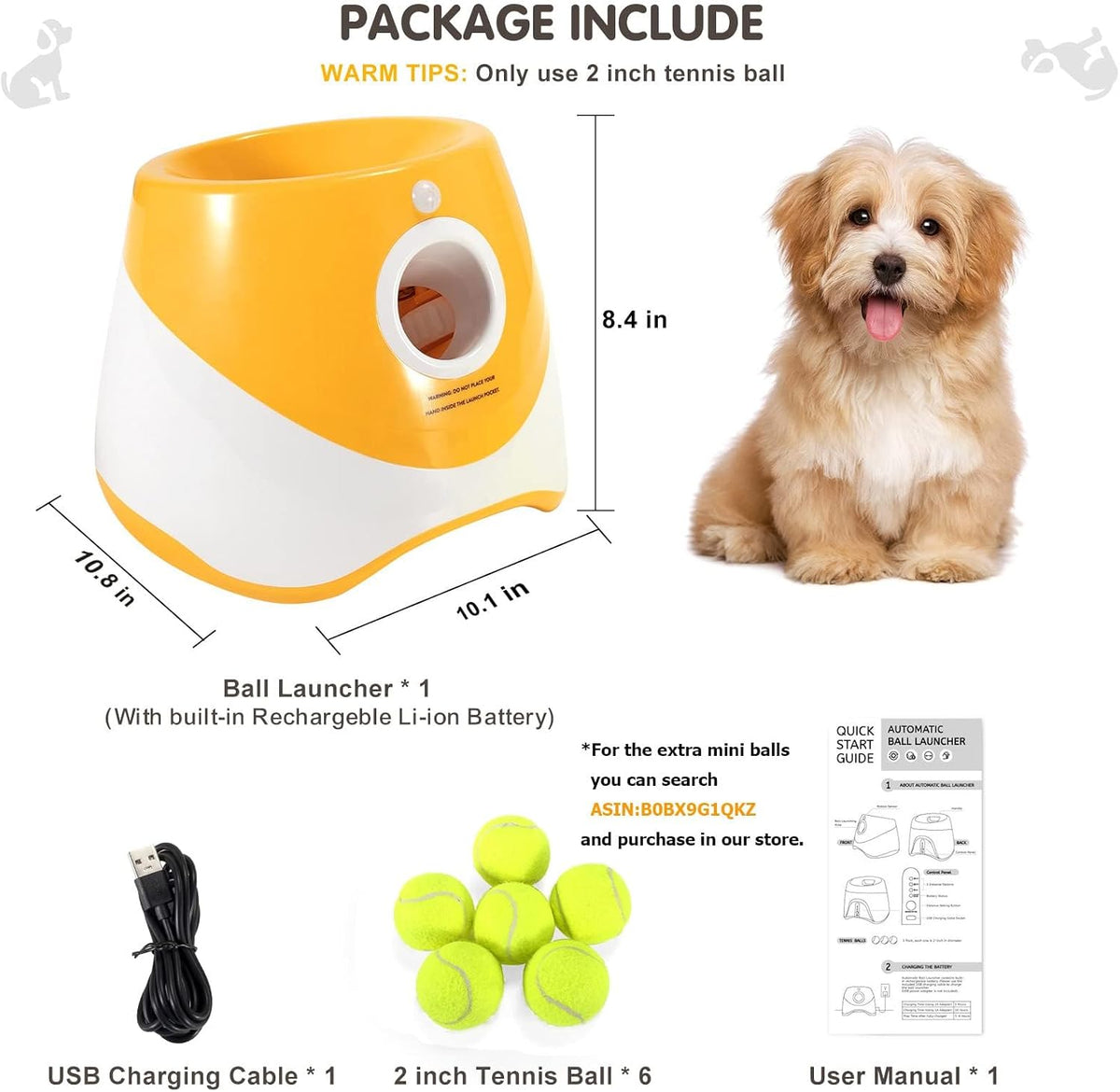SOCO Automatic Ball Launcher for Dogs, Orange - Orange-6 balls - image 2