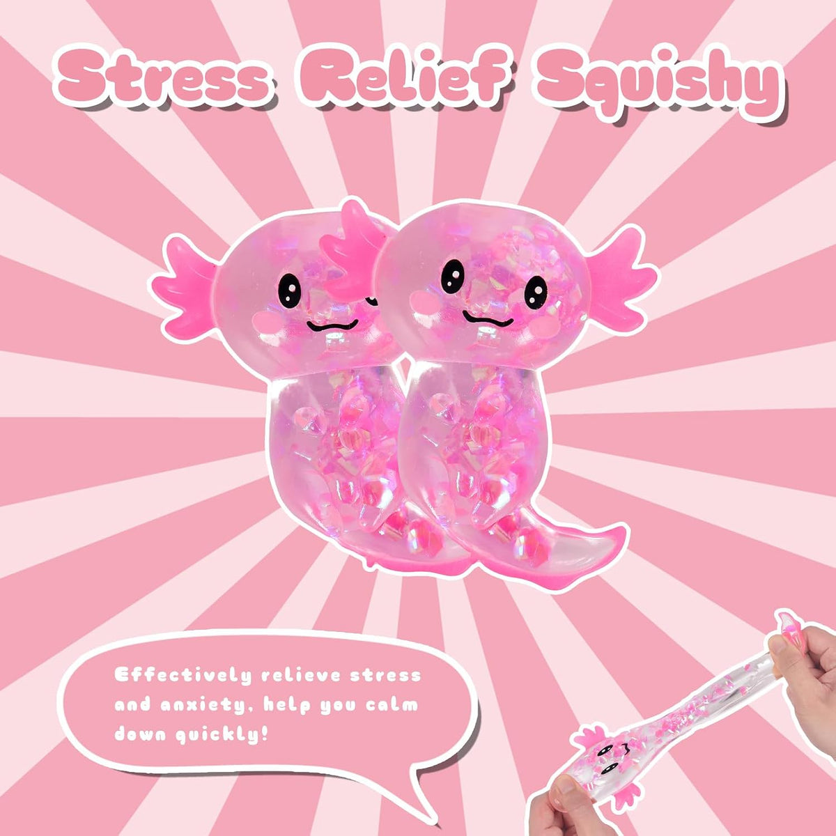 Ropuptl sitting axolotl squishy toy in purple, slow rising soft fidget - view 27