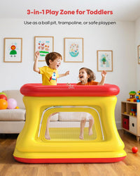 QPAU 3-in-1 Inflatable Bounce House with Pump for Toddlers 1-3 – Fun for Kids & Family - Red & Yellow - image 2
