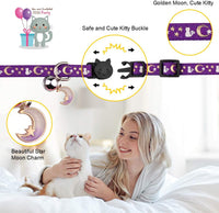 Baeuppit 2PCS Breakaway Cat Collars with Bell Moons Stars Cute Kitty - Neck 7.9-13.0 in / Purple&Pink - image 3
