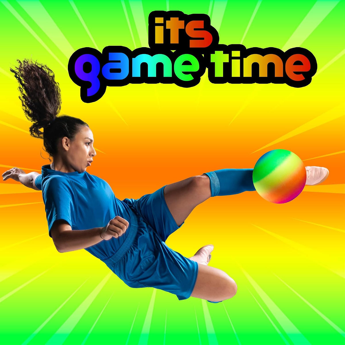 8.5-Inch Rainbow Playground Ball with Hand Pump for Kickball - 8.5-Inch - Pack of 4 - image 4