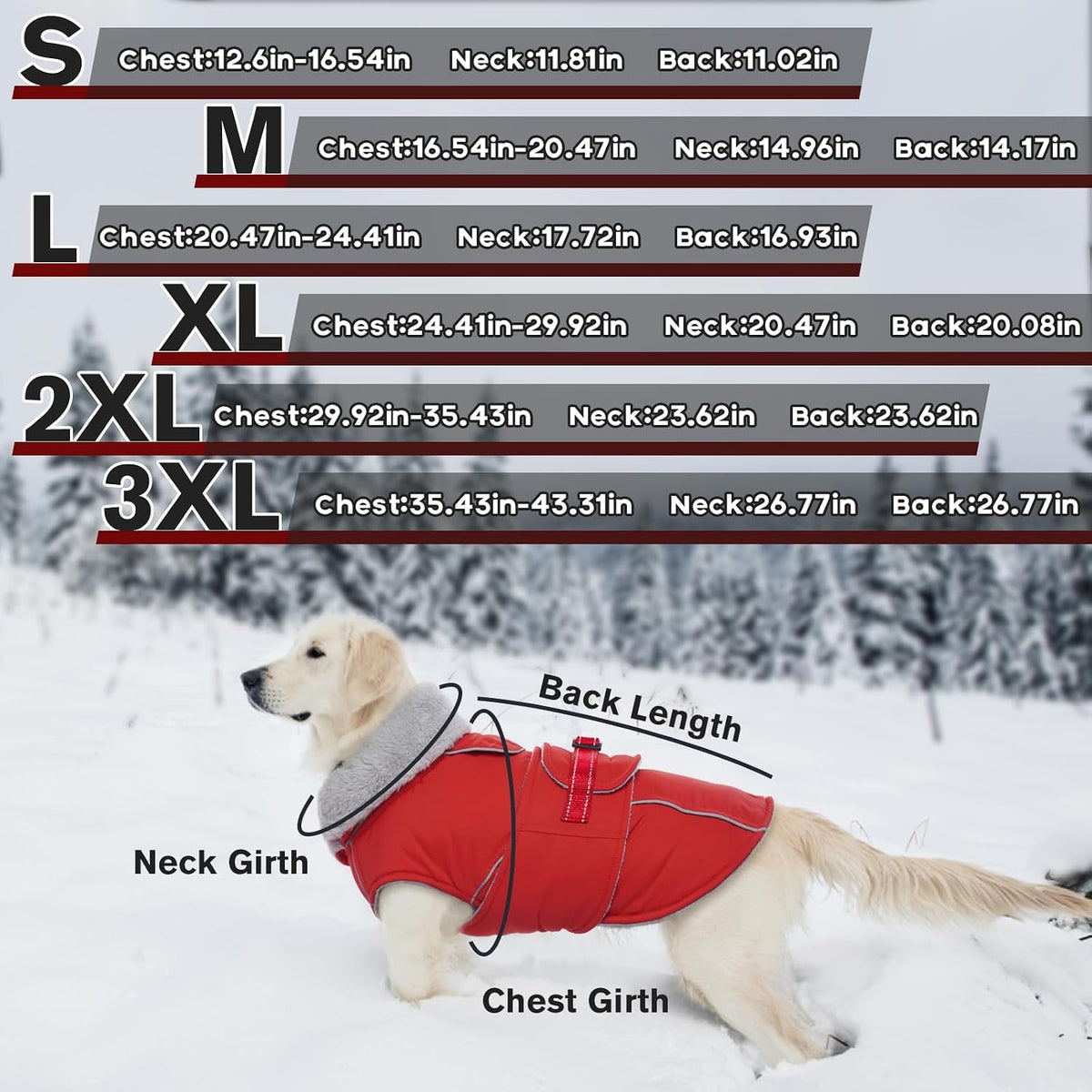 Dog Coats for Large Dogs Waterproof Dog Jacket with Adjustable Fit – Essentials for Dogs - M / Red - image 4