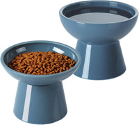 Elevated Cat Food and Water Bowls Set - 2 Pack (Food & Water Bowls) / Deep Blue