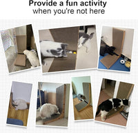 FUKUMARU Cat Scratcher, 18.7 Inch L Shape Cat Scratch Pad Wall Mounted, Cat Scratching Cardboard with Ball Toy for Indoor Cats