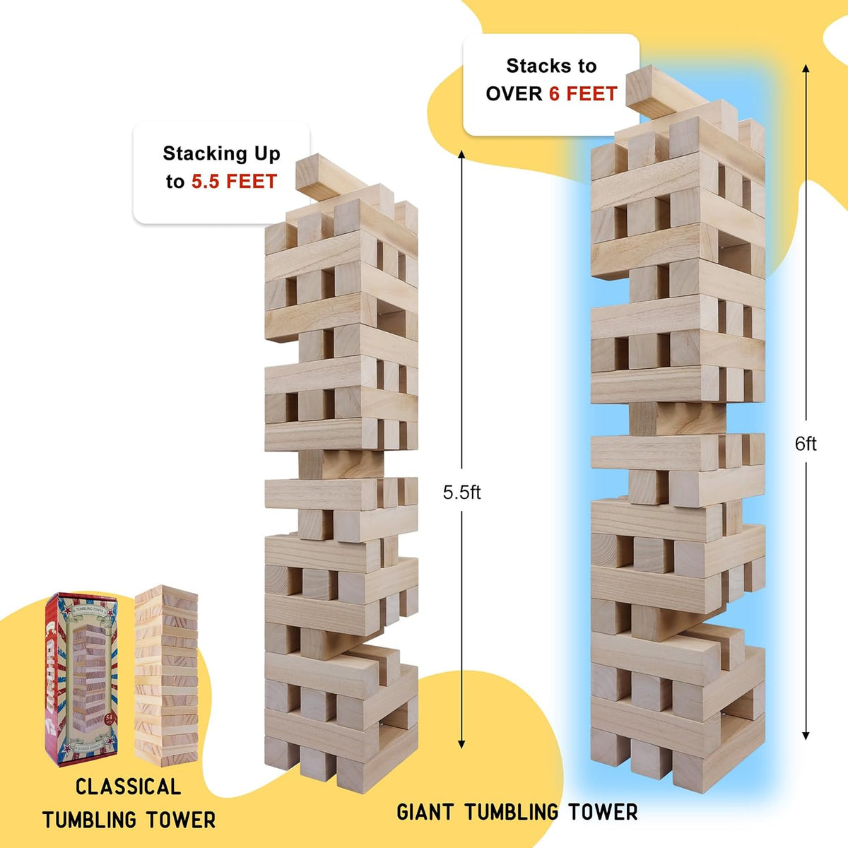 GOTHINK Giant Tumble Tower Game - Natural / G-Over 6FT - image 4