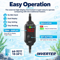 AquaMiracle Aquarium Heater Dry-Run Auto Power-Off & Overheat - For 3-5 Gal Aquariums - image 4