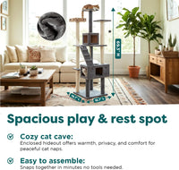 FurHaven 69.3" Tall Cat Scratching Post Tower for Indoor Cats - Cat Tower / Double Decker Playground (Gray) - image 3