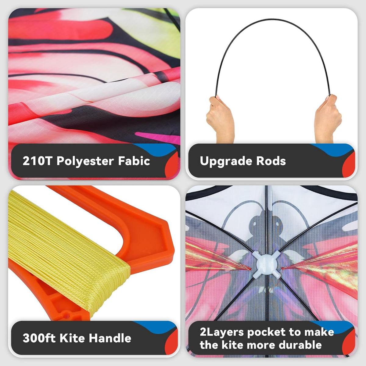 SGftre Tulle Butterfly Pink Kite，Extremely Easy to Fly - Tulle Butterfly-red - image 3