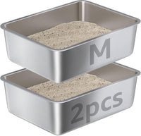 Stainless Steel Litter Box - M-6"H-2PCS