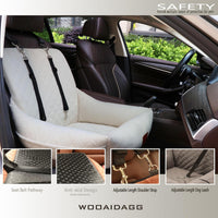 WOOAIDAGG Dog Car Seat for Small Dogs, Ultra-Soft Fabric - Beige - image 3