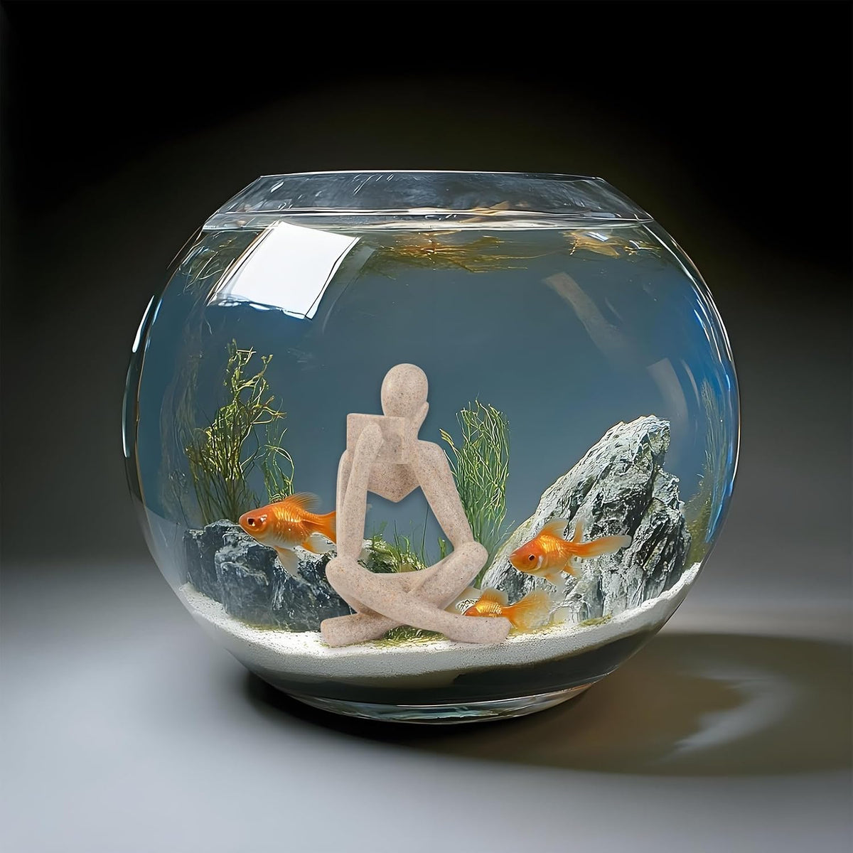 Minimalist Thinker Statue, Fish Tank Decor - Right Thinking Read Book - image 2