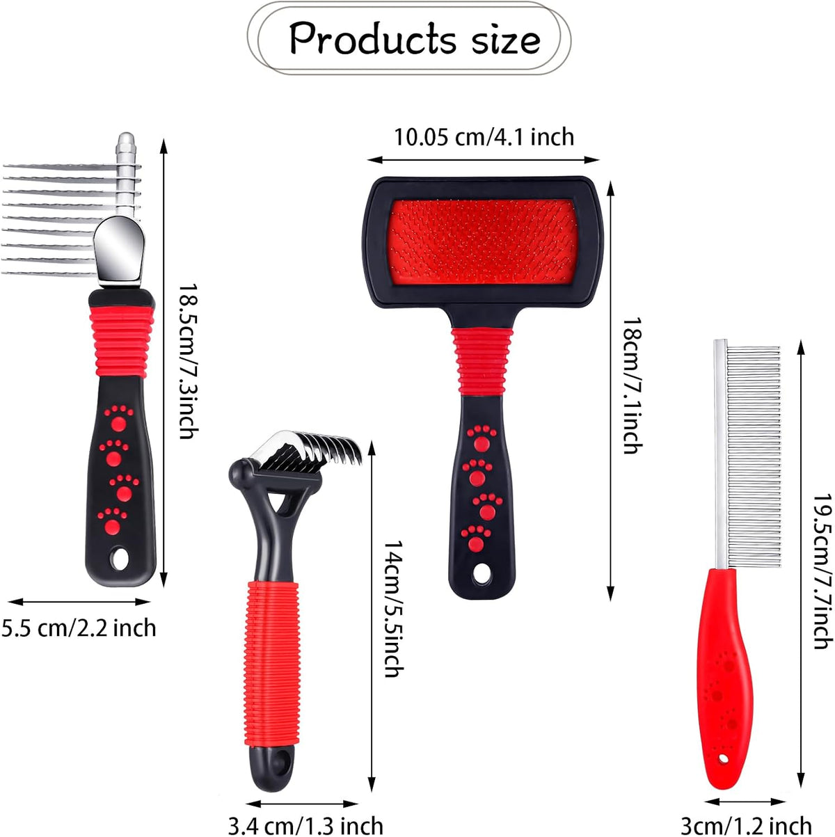 Patelai 4 Pcs Dog Dematting Comb - Red, Black, Silver / Classic - image 2