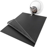 ESTHELLO Cat Litter Mat Honeycomb Double Layer Design 24’’ x 15’’ Gray – Daily Care for Cats - Black / 36x30 Inch