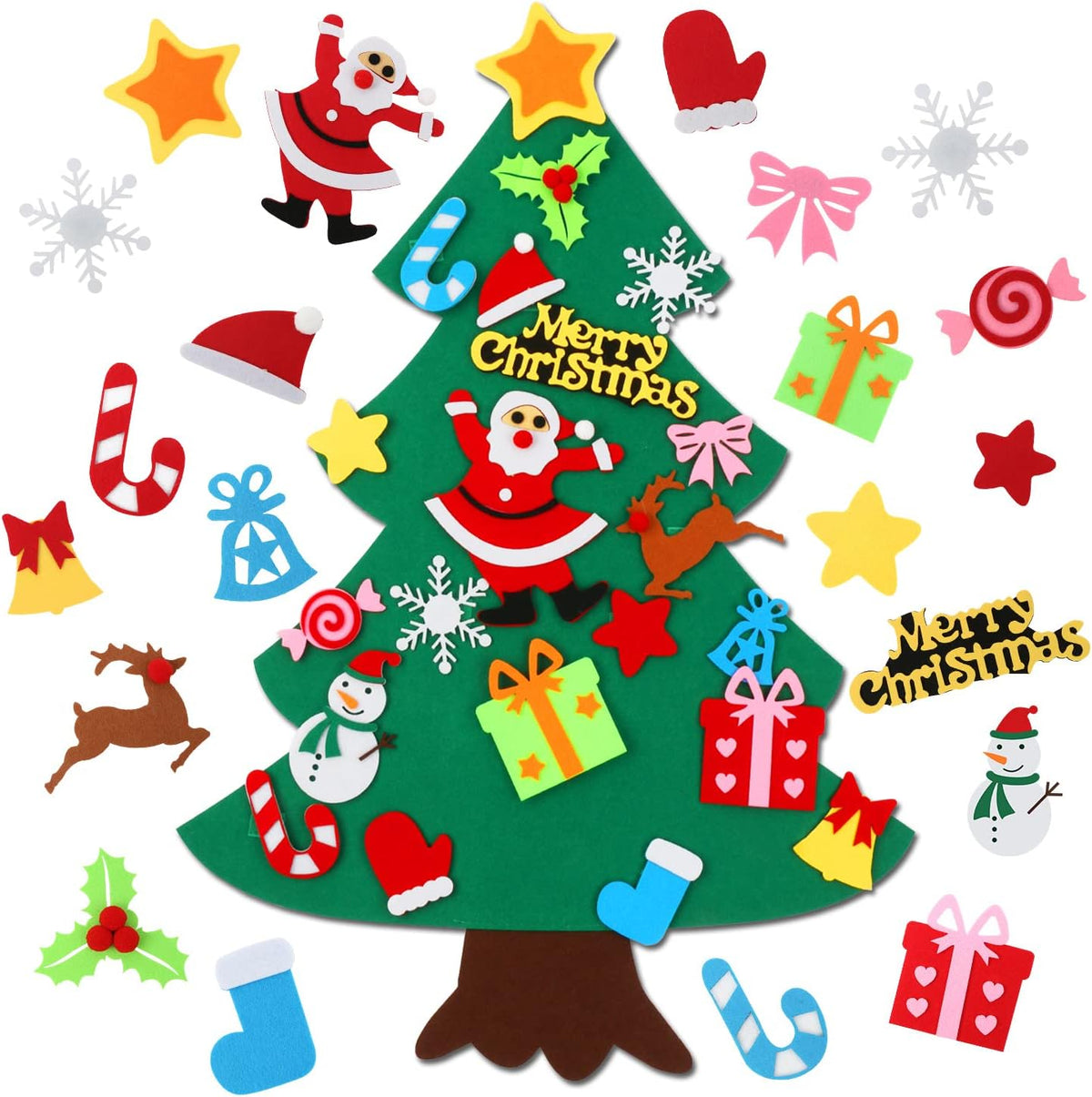 CASA CLAUSI Felt Christmas Tree for Kids DIY Decorations 2.6ft 22 Pcs – Fun for Kids & Family - 2.6*1.8 ft