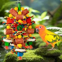 Bird Toys, Natural Corn Cob and Loofah Slices for Large Parrots - Colorful - image 3