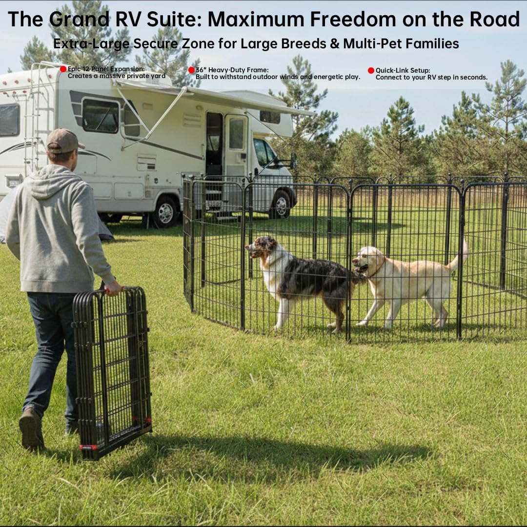 Dog Play Pen Indoors/Outdoor - 12 Panels / 36'' High - image 2