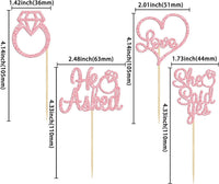 Gyufise He Asked She Said Yes Cupcake Toppers Gold Glitter Diamond - Pink - image 2