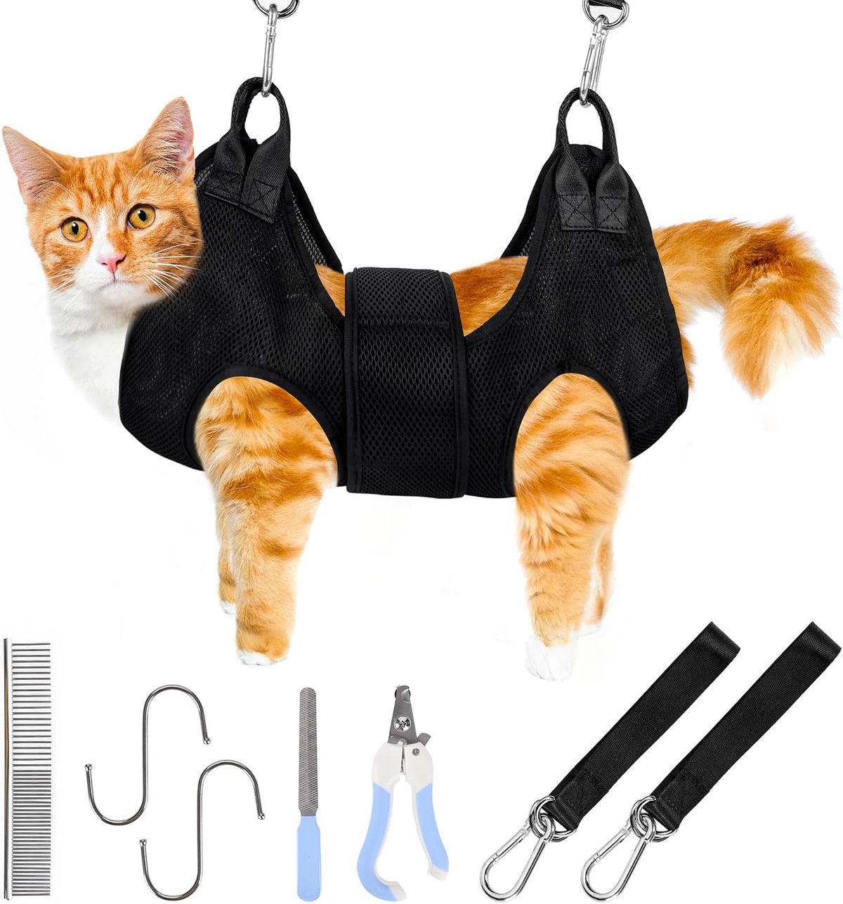 PatiencET Dog Grooming Hammock Kit – Essentials for Dogs - Black / XS (12 LB Max)