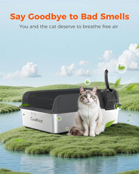 XXXL Stainless Steel Cat Litter Box 28.1''×20.5''× 10.1” Extra Large Metal Cat Litter Box for Big, Multi Cats, Anti-Leakage & Non-Stick Metal Pan, Easy to Clean, Durable (Black
