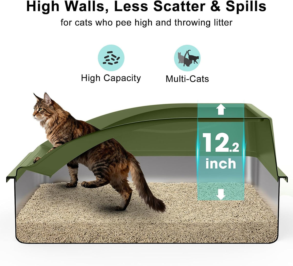 AIPERRO Stainless Steel Litter Box - Olive Green / XXX-Large - image 3