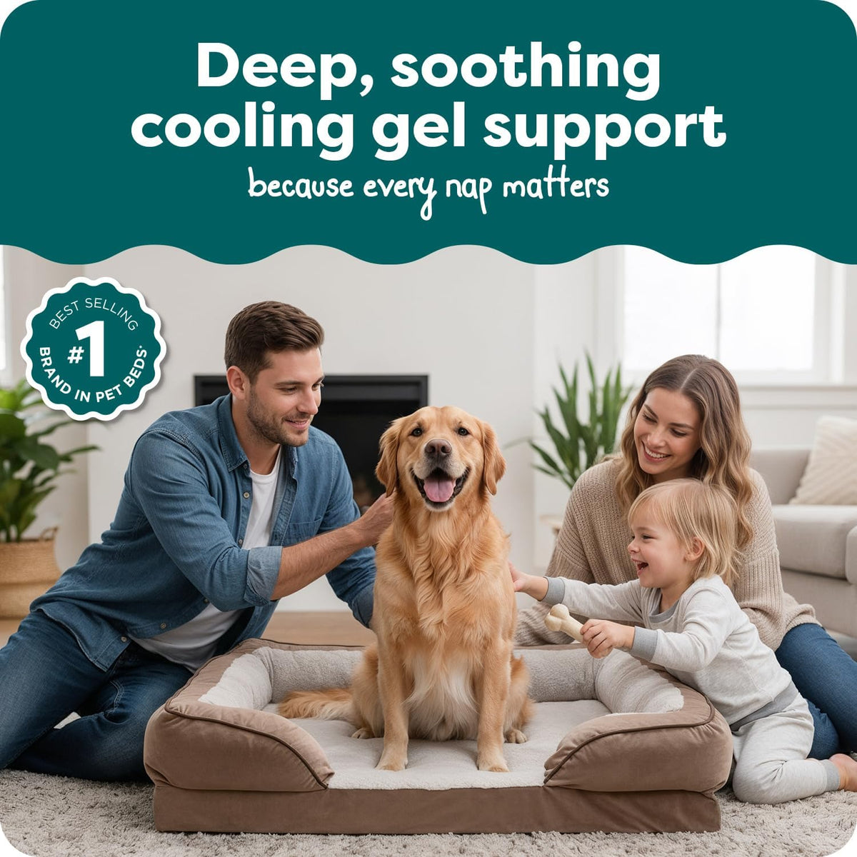 FurHaven Cooling Gel Dog Bed for Large Dogs - Jumbo / Brownstone - image 2