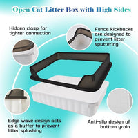 Large Cat Litter Box with High Sides,Semi Enclosed Cats Litter Box,Anti-Splashing Detachable Cat Litter Pan,Kitten Toilet with Litter Sifting Scoop for Big Middle Small Cats,Easy to Clean No Odor