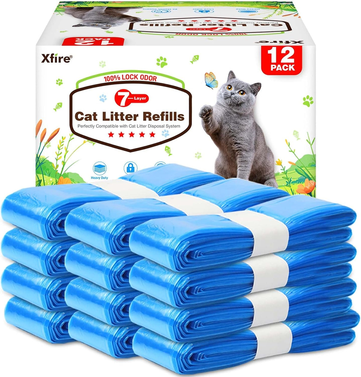 12 Pack Cat Litter Refill Bags - Blue