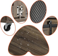 LINLUX 47 Inch XL Dog Crate Furniture, Wooden Heavy Duty Dog Kennel Indoor, Decorative Dog Cage Table for Extra Large Dogs, with Sliding Doors, Wheels and Flip-top Plate
