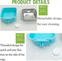 2PCS Stainless Steel Dog Bowls Set Removable Puppy Food and Water - 2 PCS / Small Square (Blue, Green) - image 2