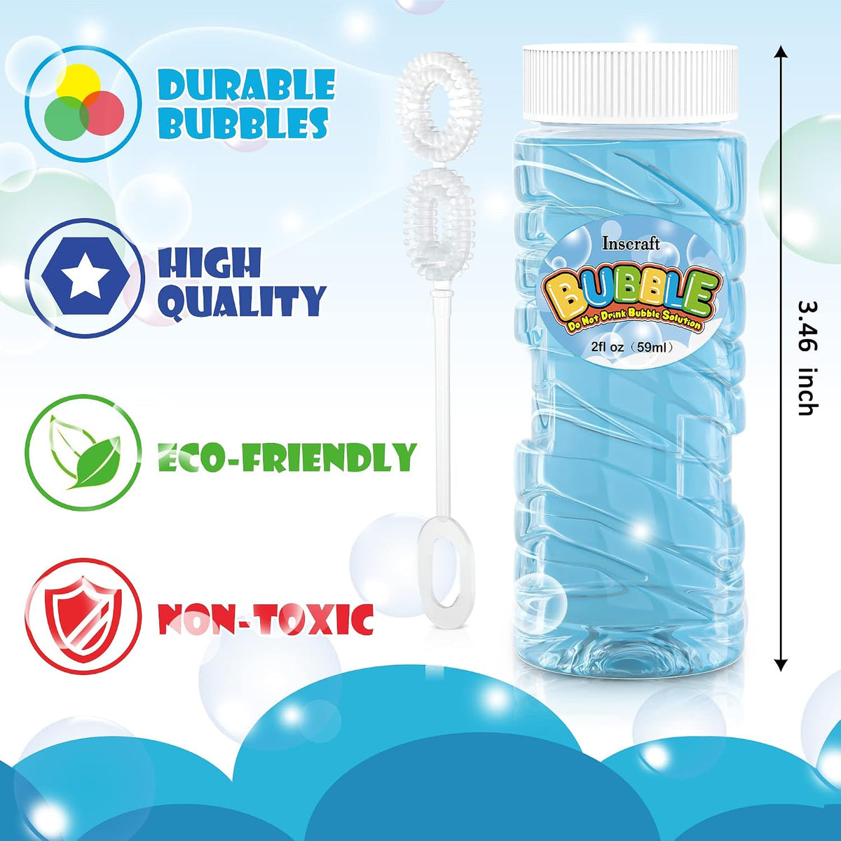INSCRAFT Bubble Wand, Summer Toys, Wedding - 30 Pcs 2oz Bubbles Solution Bulk - image 4
