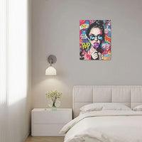 Fashion Women Wall Art Glam Modern Artwork for Girls Banksy Street Graffiti Pop Art Canvas Pictures Painting Print Framed Decorations Gifts for Bedroom Living Room Office 16"x20"