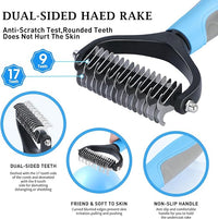 5 PCS Dog Grooming Brush Kit – Self Cleaning Slicker Brush for Shedding Short & Long Haired Dogs & Cats. Removes Loose Fur, Undercoat, Mats, Tangles. Suit for Small, Medium & Large Pets. Blue