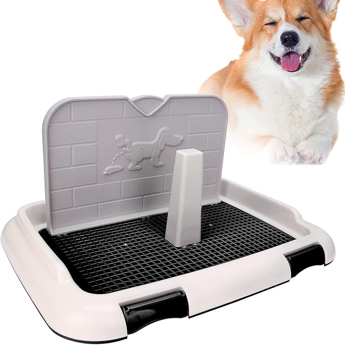 Indoor Dog Potty Tray - Miniature Poodle Pad Holder, Anti-Slide Plastic Potty for Small & Medium Dogs (Black)