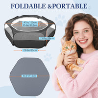 Pawaboo Small Animal Playpen, Waterproof Portable Pet Cage Tent - U-Black + Gray / 1 - image 2