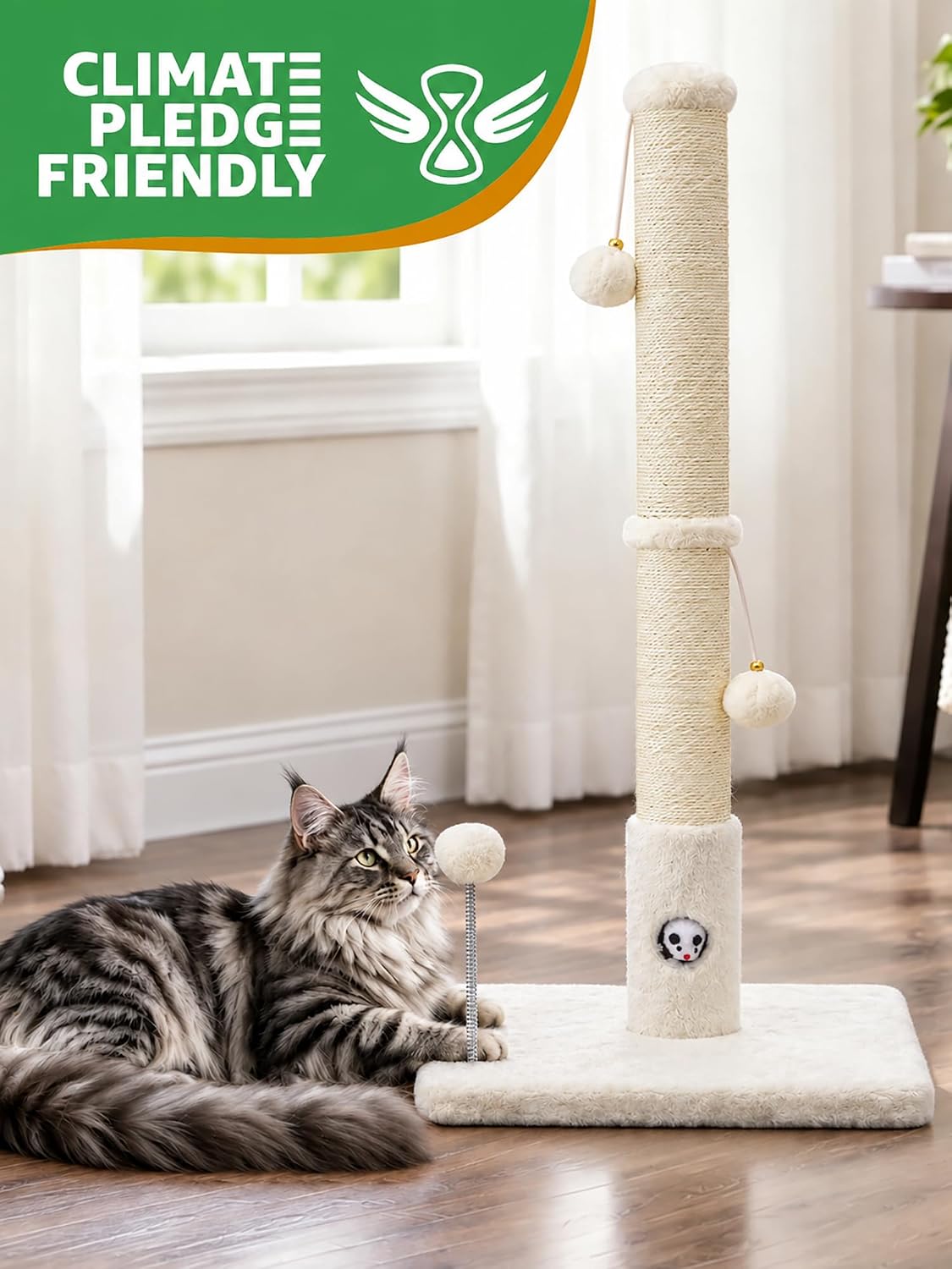 Funny Cat Scratching Posts Sturdy Scratcher Posts 33'' Off White – Essentials for Cats - Off White / 33‘’ - image 2