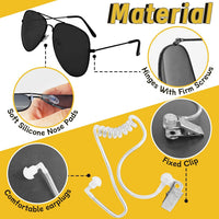 OJYUDD ring bearer security set with metal badge, sunglasses and spy earpiece - view 3