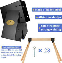 MIXXIDEA 2 pack black heavy duty steel swing set A-frame brackets - view 3