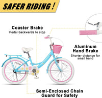 Glerc Maggie Girls Bike, 12-20 Inch Kids Bike for 2-13 Years Old Children, Princess Style Kids - Blue / 20 Inch - image 3
