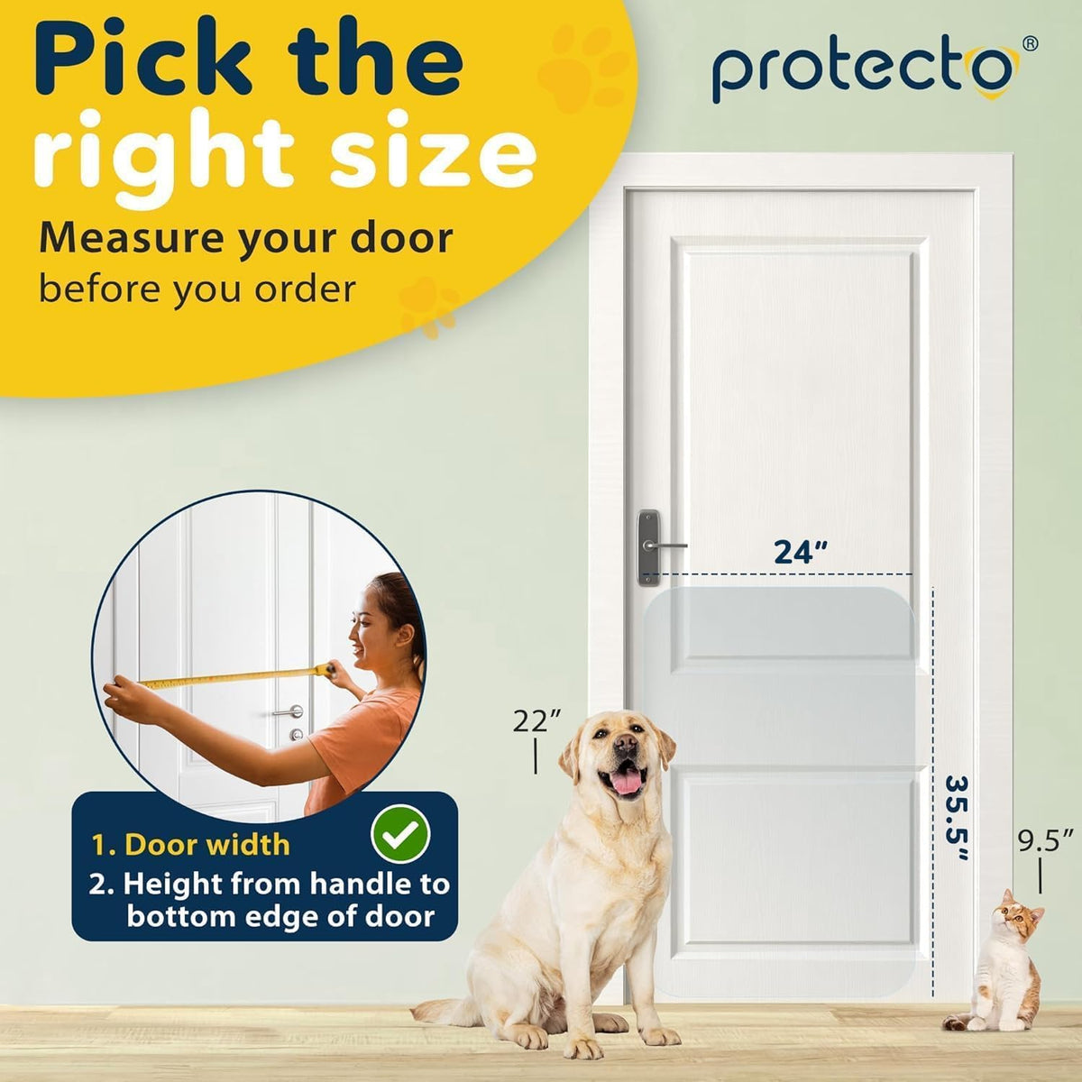 PROTECTO Door Protector from Dog Scratching, 35.5x24 - 1-pack Clear / 35.5x24" - image 2