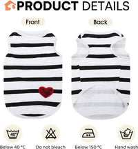 Preferhouse striped dog t-shirt tank top with heart patterns in sizes XS to XL - view 2