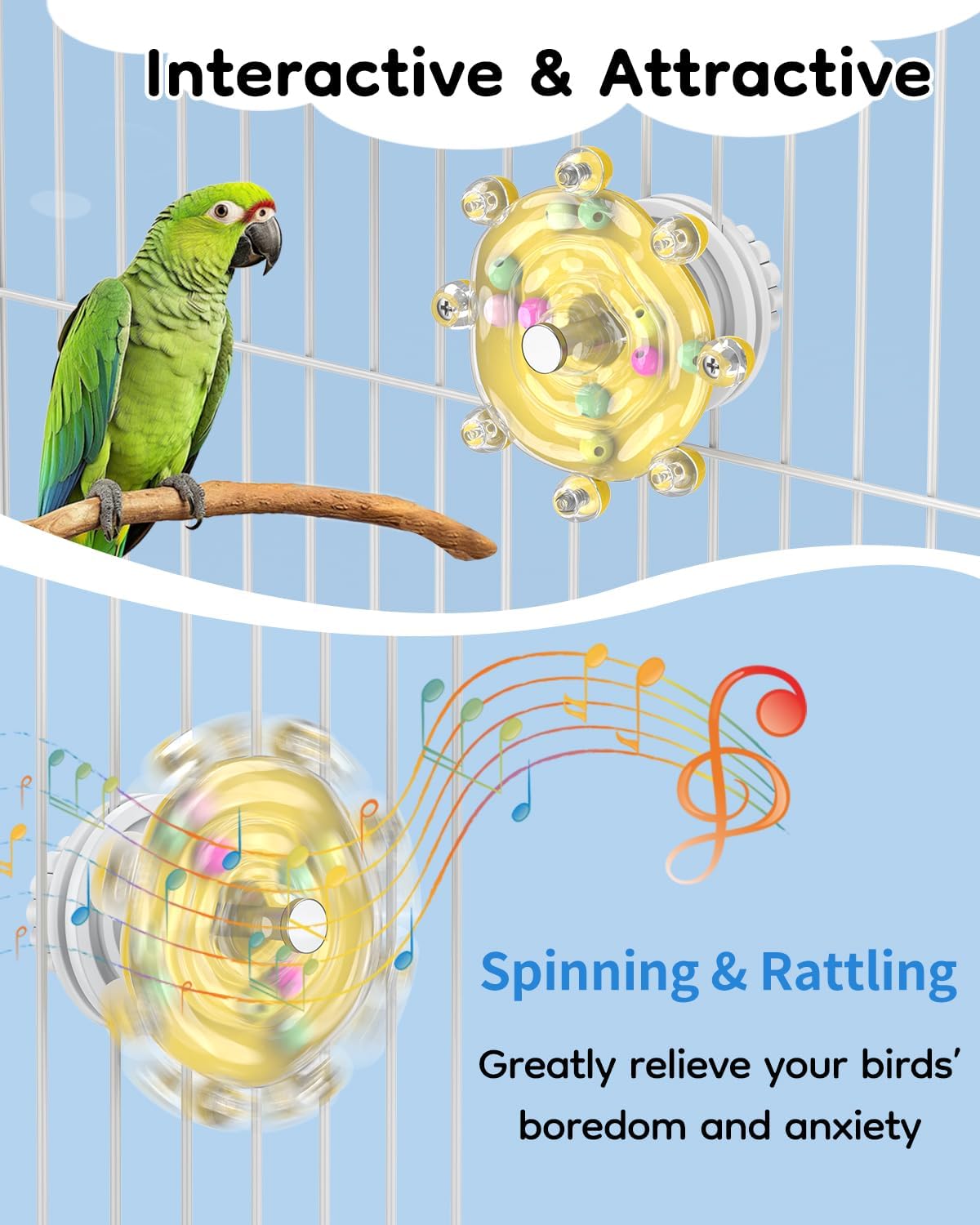 Pawfly 2 Pcs Bird Toys for Parakeets - 1 PC / Yellow - image 4