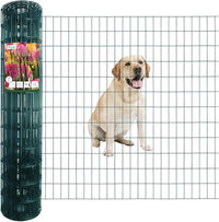 Green PVC Coated Welded Wire Fence 48 Inch x 50 Foot, 2 Inch x 4 Inch 14GA, Garden Border Fencing Roll Vinyl Coating Metal Wire Mesh Hardware Cloth for Yard Vegetable Plant Protection