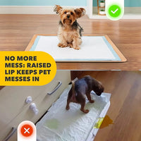 TidyFriend 2 Pack Dog Pee Pad Holder Tray Fits for 24” x 24” Wee Wee Pee Pads - Stable Grip, Raised Edges, Quick-Wipe Silicone Surface Dog Potty Tray Holder for Indoor Flooring Protection (Beige)
