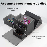 Stepane dice tray and dice tower storage box in black and red PU leather with drawers - view 28