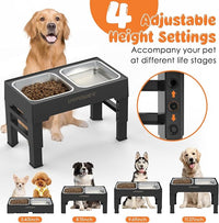 URPOWER Elevated Dog Bowls 4 Height Adjustable Raised Stand with 2 Large Stainless Steel Dog Food and Water Bowl for Small, Medium, Large Dogs and Pets