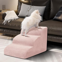 Dog Stairs for Small Dogs - High Density Foam Pet Steps, Extra Wide Dog Ramp with Non-Slip Bottom for High Beds, Couch and Sofa, Best for Dogs Injured, Older Doggy Cats,3 Steps, Pink