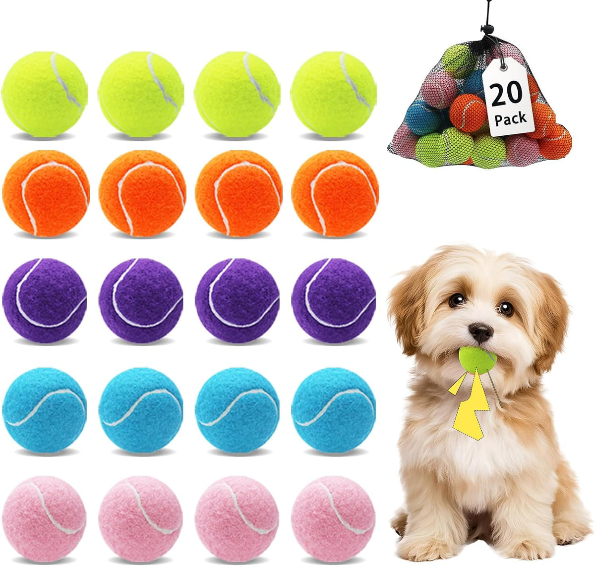 Magicorange Small Tennis Balls - Multicolor / 20 Pack