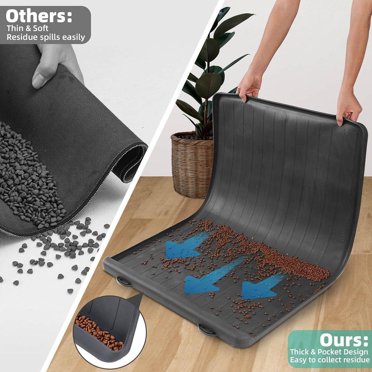 Dog Mat for Food and Water - Black / 39.4"L x 27"W - image 4