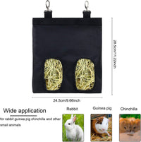 Rabbit Hay Feeder Bag Hanging Hay Rack – Essentials for Small Pets - 2 Windows / Purple - image 2